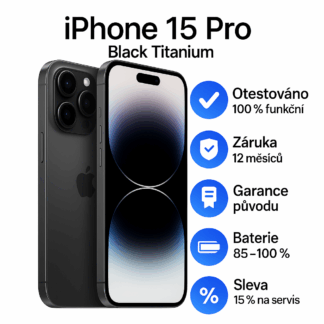 iPhone 15 Pro Black Titanium – se zárukou a garancí kvality