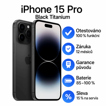 iPhone 15 Pro Black Titanium – se zárukou a garancí kvality