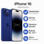 iPhone 16 Ultramarine – moderní iPhone s 6,1″ Super Retina XDR displejem, záruka 12 měsíců